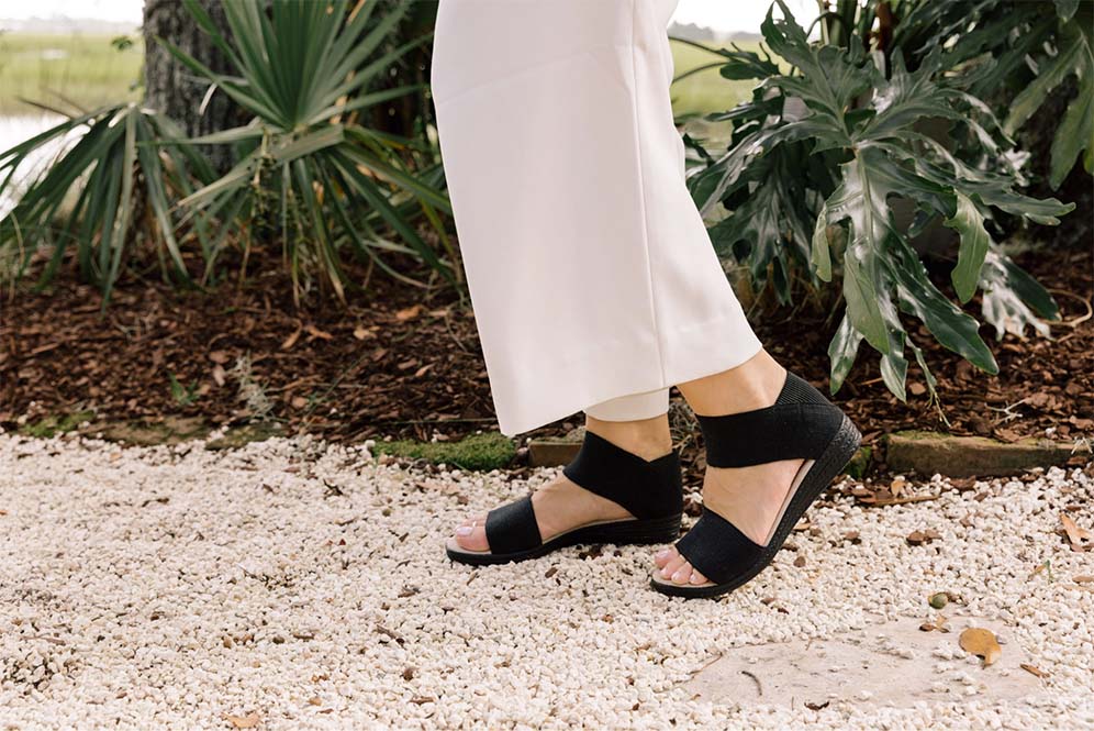 black strappy shoes