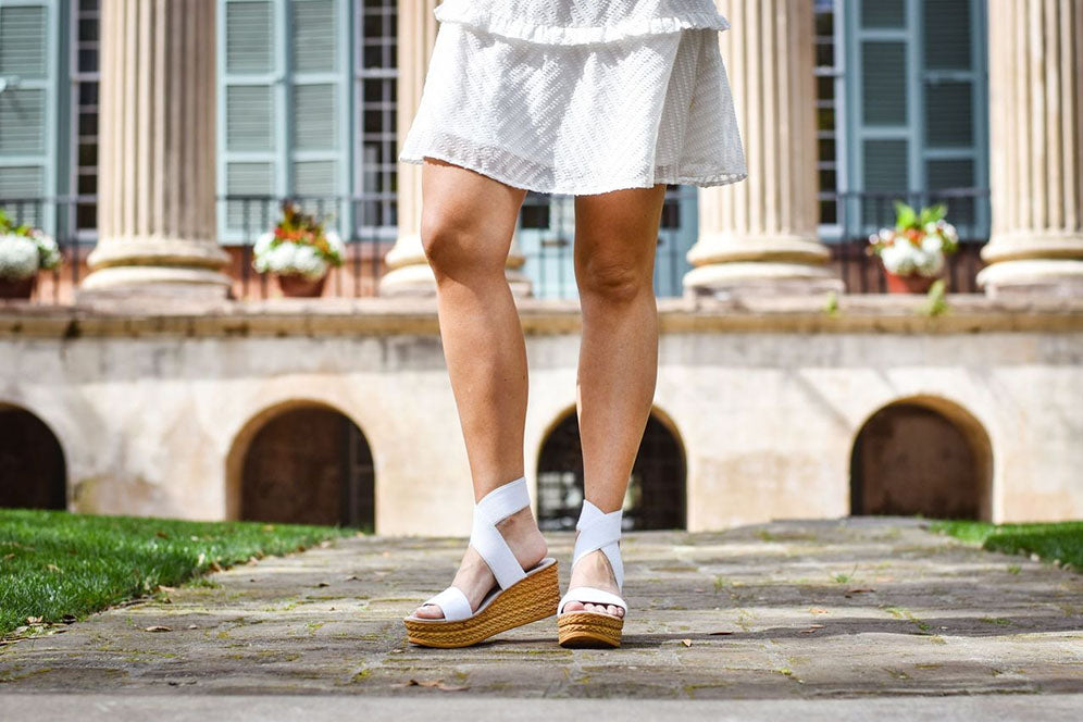 wearing white espadrilles