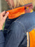 The Dark  Denim Jacket /  Light Blue with Orange Horse