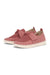 Pink slip-on shoes with bow details on a white background